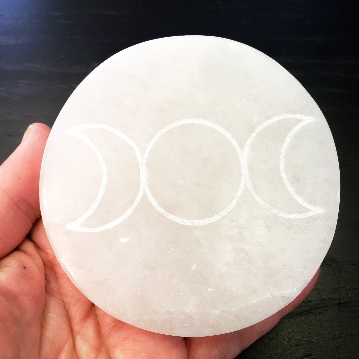 Moon Phase Engraved Selenite Plate - Fucking Feisty