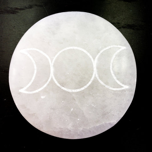 Moon Phase Engraved Selenite Plate - Fucking Feisty